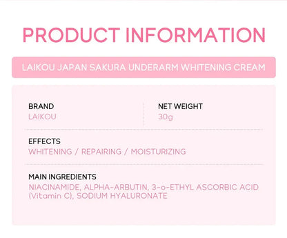 Laikou Sakura Underarm Cream Knee Buttocks Dark Skin  Improve Melanin Pigmentation Korean Skin Care Product 30g