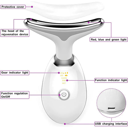 7 Color Neck Face Lifter Ems Neck Face Lifting Massager Skin Tighten Device Led Photon Therapy Anti Wrinkle Double Chin Remover